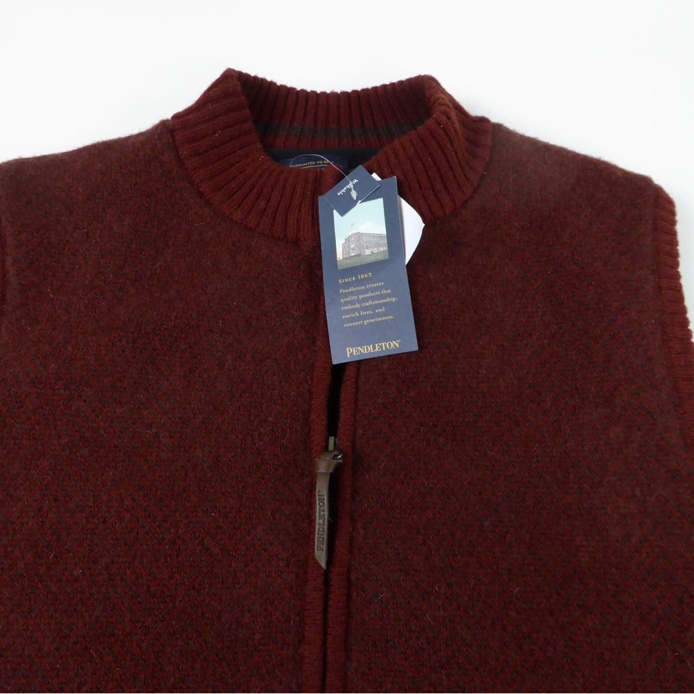 Pendleton Fleece Lined Washable Shetland Wool Cardigan Sweater Vest Full Zip NWT